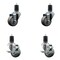 Service Caster 3'' SS Gray Poly Wheel Swivel 1-5/8'' Expanding Stem Caster Set 2 Brakes, 4PK SCC-SSEX20S314-PPUB-2-TLB-2-158 - alternate 1